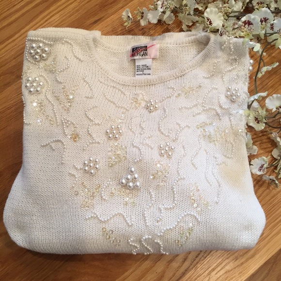 ‘Sarah Morgan’ Pearls and Sequins Pullover Sweater - Picture 2 of 3
